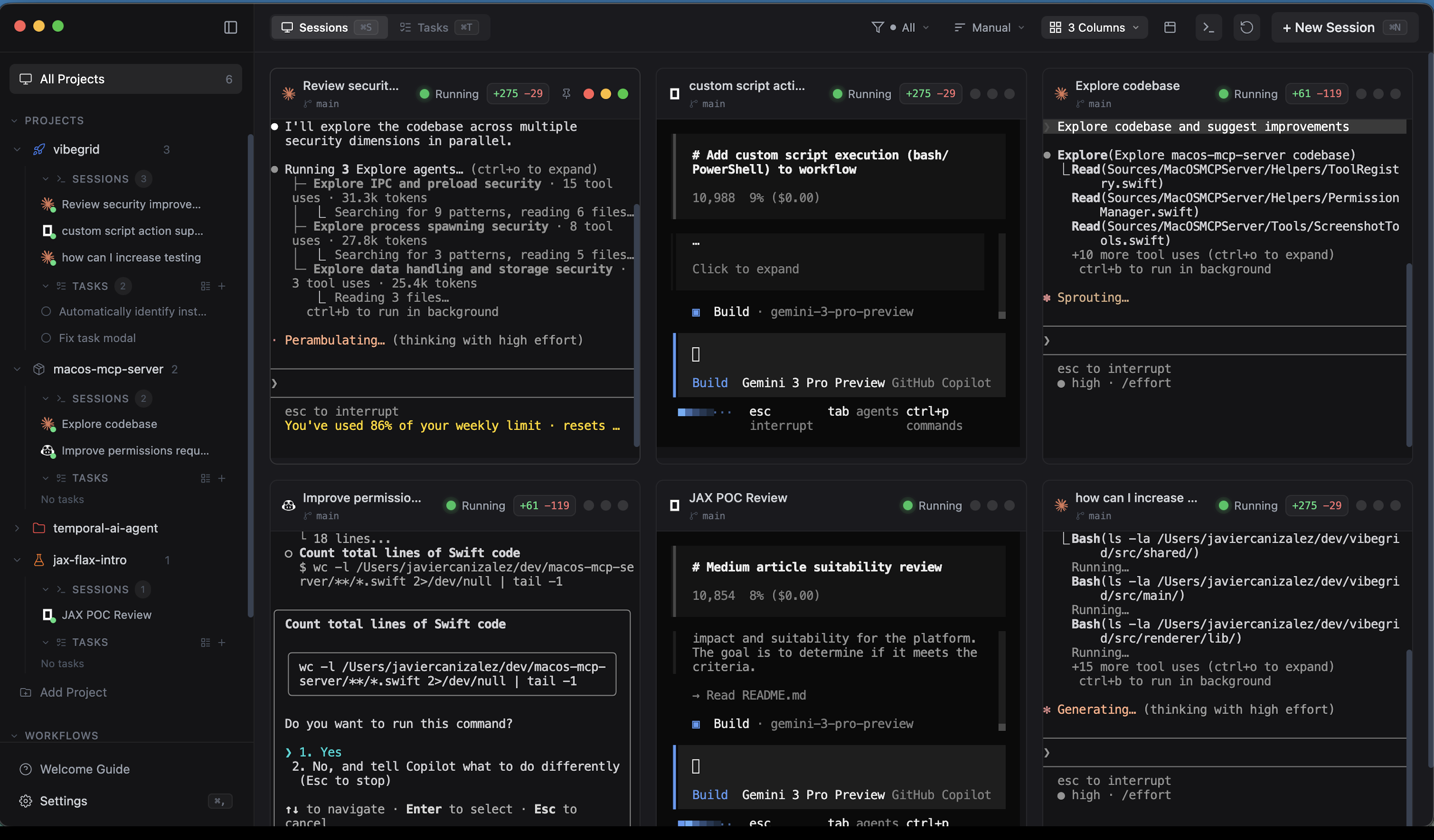 Vorn — Multi-agent terminal grid